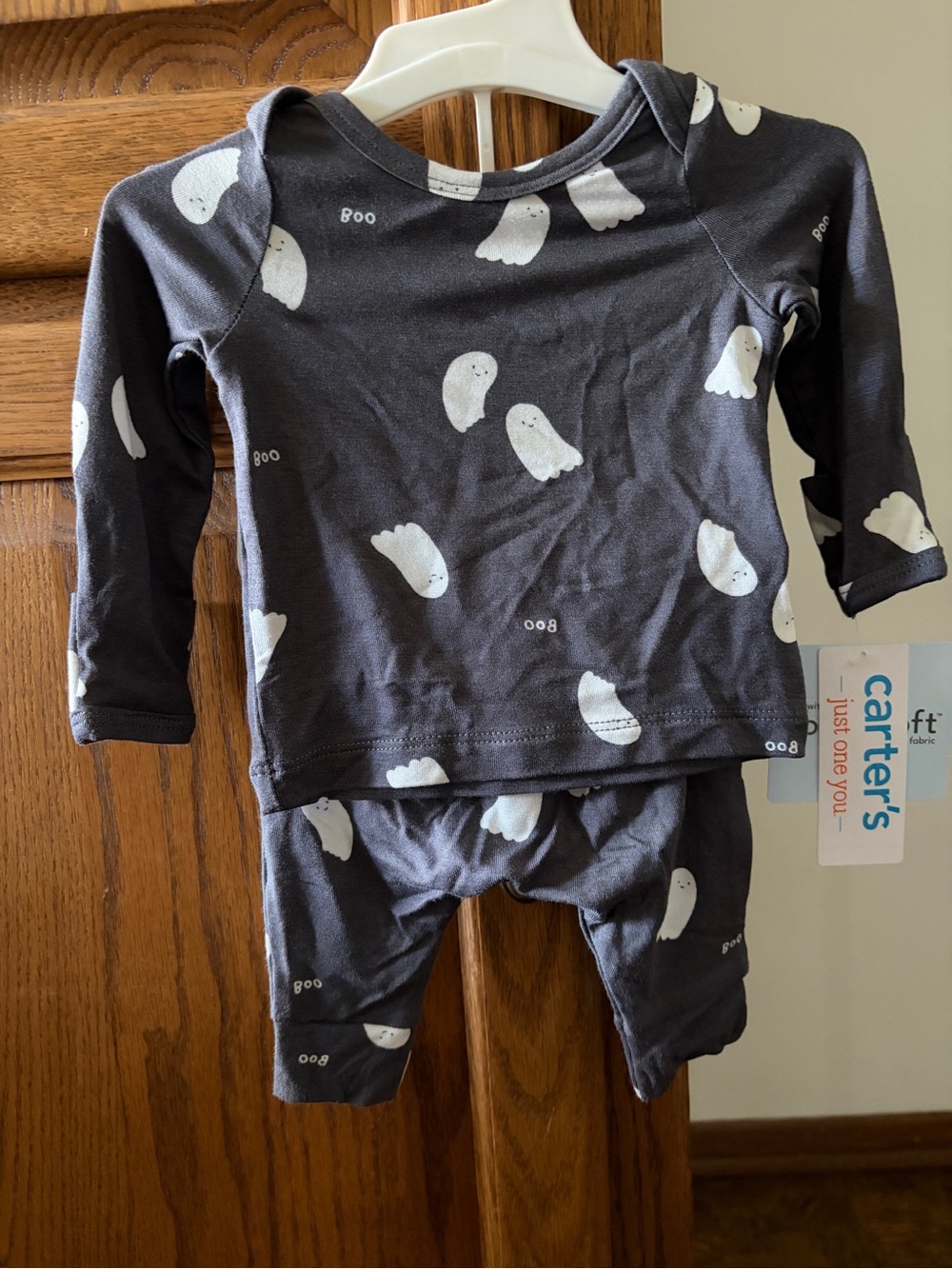 NWT Carter’s  Ghost Print Pajama Set - Black & White size newborn